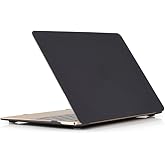 RUBAN Hard Shell Protective Case Compatible with MacBook 12 Inch A1534, Slim Snap On Cover (Black)