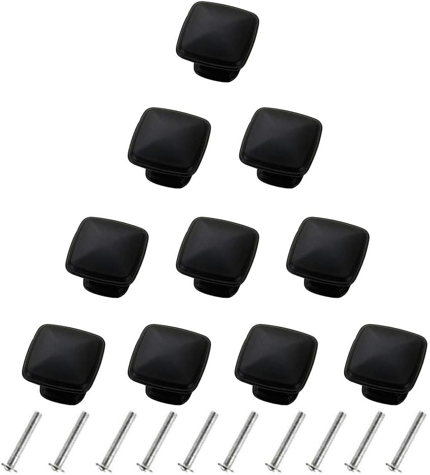 Youkap 10pcs Cabinet Drawer Handle Pull, Square Cabinet Door Knobs for Cupboard Drawer Wardrobe of Kitchen Bedroom Furniture, Aluminum Alloy, Black