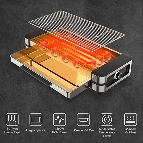 BEWAVE Electric Grill, 1500W Korean BBQ Grill Smokeless Portable