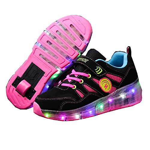 Nsasy Wheel Shoes Roller Shoes Girls Boys Roller Sneakers Kids Roller Skate Shoes LED Light up Shoes with Wheels