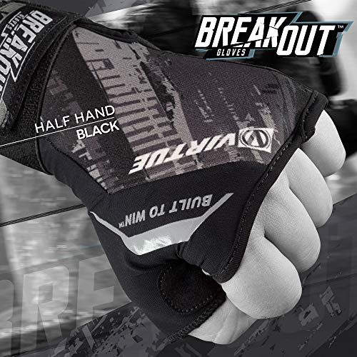 Virtue Breakout Gloves - Pro Half Hand Paintball Gloves - Graphic Black (LG/XL/2XL)