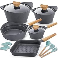 Cookware Set Nonstick 100% PFOA Free Induction Pots and Pans Set with Cooking Utensil 15 Piece – Grey Cookware Set Nonstick 100% PFOA Free Induction Pots and Pans Set with Cooking Utensil 15 Piece – Grey