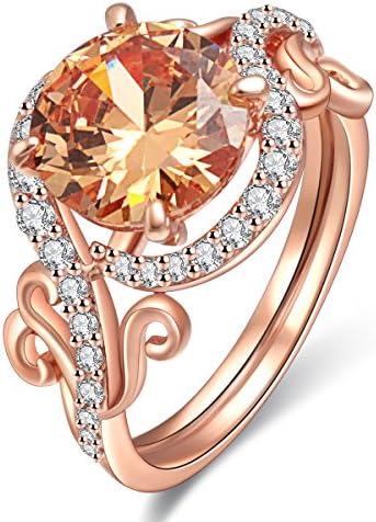Jiangyue Exquisite Lady Rings AAA Cubic Zirconia Rose Gold Plated Ring Party Charming Elegant Jewelry Size 10