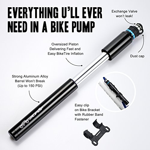image for ACPOP Mini Bike Pump & Glueless Puncture Repair Kit- Fits Presta & Sch