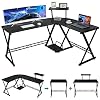 GreenForest L Shaped Desk 58 inch Reversible Corner Computer Desk with Movable Shelf and CPU Stand, Gaming Desk with…