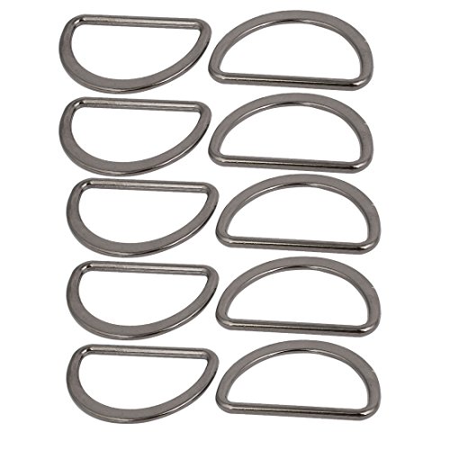 uxcell 40mm/1.6-inch Inner Width Zinc Alloy D Welded Ring Silver Black 10pcs