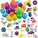 FUNNISM 24 Toys Filled Surprise Eggs, 2.5 Inches Bright Colorful Prefilled Plastic Surprise Eggs with 12 Kinds of Popular Toys