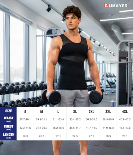 KUMAYES Men's Slimming Shapewear Slimming Flat Tummy Vest T Shirt Slimming Invisible Compression Vest Body Shaper