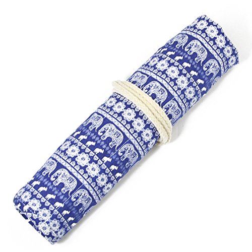 6 Pockets+Brushes+Holder+Canvas+Elephant