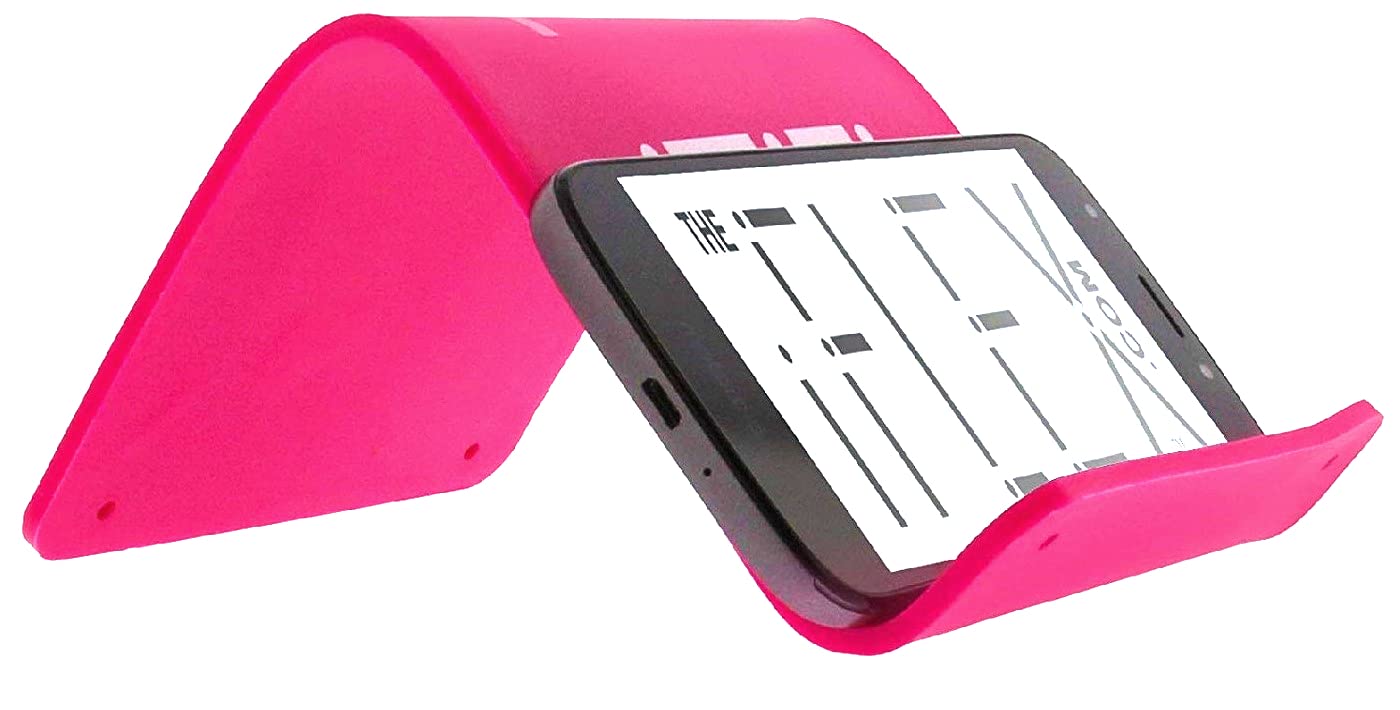 IFlex Cell Phone Stand and Tablet Stand for Air Travel, Work and Home- Flexible Phone Holder is the Perfect iPhone Stand and Holds any Mobile Device- Non-Slip Grip, Strong and Durable- Neon Pink