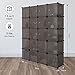 LANGRIA 20 Cube Organizer Stackable Plastic Cube Storage Shelves Design Multifunctional Modular Closet Cabinet with Hanging Rod for Clothes Shoes Toys Bedroom Living Room (Transparent Brown)