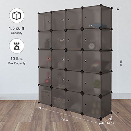 LANGRIA 20 Cube Organizer Stackable Plastic Cube Storage Shelves Design