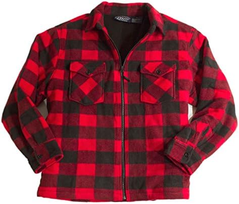 Dutch Harbor Gear Mens Buffalo Plaid Fleece Jacket X-Large, Red/Black Plaid