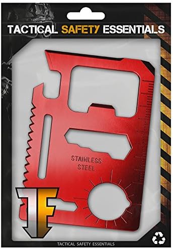 [ Tactical Safety Essentials ] 1PC Red 11 in 1 Multitool Card Multi Purpose Survival Pocket Tool Credit Wallet