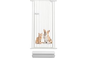 Lumizone Extra Tall Cat Gate 55.12" High Pressure Mounted Extra Wide 2025 New (17 Sizes) 1.37" Gap No Drilling Auto-Close One-Handed Operation Tall Pet Gate for Dogs(White, 55.12" H x 29.92"-34.24" W)