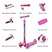 GOOGO Kick Scooter for Kids 3 Wheel Lean to Turn 3 Adjustable Height PU LED Light Up Wheels for 3-13 Year Old Purple