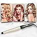HISOON Hair Curling Wand,1.25 Inch Curling Iron Dual Voltage Hair Curler with Ceramic Barrel and Adjustable Temperature for All Hair Types, Travel Hair Wand with Glove and Curl Clips,Gold