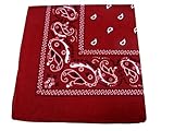 New Double Sided Print Paisley Bandana Scarf, Head Wrap (Cardinal, 22