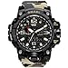 SMAEL men's sports watch outdoor waterproof watch double electronic quartz movement backlit army (Camouflage/Beige)