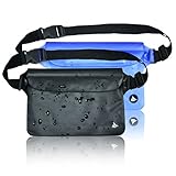 Aquamare Waterproof Pouch Dry Bag Case with Waist/Shoulder Strap Fanny Pack (2 Pack) - Blue and Black Color