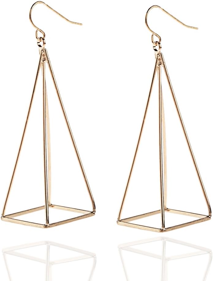 RechicGuBlack Blogger Aztec Cut Out 3D Triangle Pyramid Steampunk Diva Gypsy Earrings