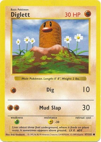 Amazon Com Pokemon Diglett Basic 47 102 Shadowless Toys Games