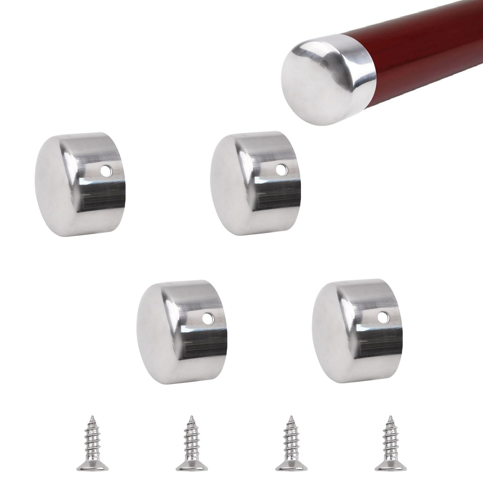 UFURMATE 4PCS Stainless Steel Round Handrail End Caps, 38mm Inner Diameter, Steps Hand Rail End Cover