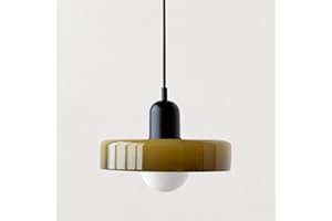 Mid Century Modern Green Glass Pendant Light – Vintage Hanging Light for Kitchen Island, Dining Room & Café with E27 Socket, 