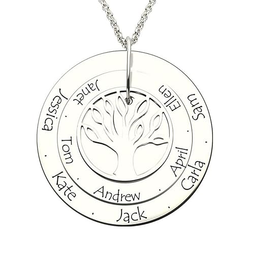 GDCB - personalisierte Familienstammbaum-Halskette aus Sterlingsilber mit individuellem Namen und bis zu 10 Namen