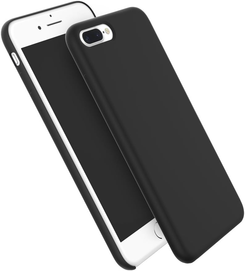 iPhone 7 silicone case,HiOrange Liquid Silicone Gel Rubber Shockproof Case Cover with Soft Microfiber Cloth Lining Cushion for Apple iPhone 7 (4.7 Inch)-Rock Black