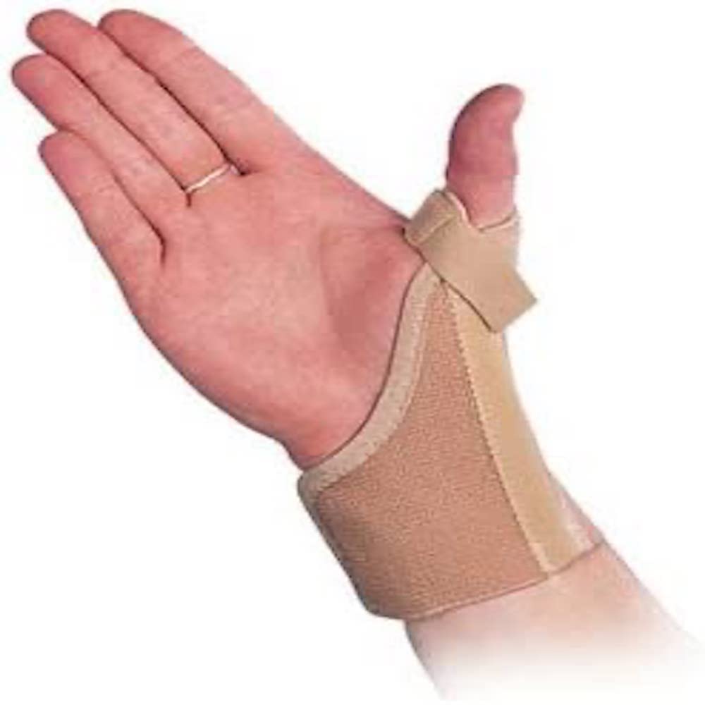 Performance Health Elastic Thumb Spica & Wristlet, Beige, Left, Small 13-15 cm (5-6 Inch), Improves Proprioception, Anatomically Contoured Aluminum Thumb Splint, Stretch Elastic Compression