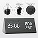 Greenvida SWEET-618 Wooden Alarm Clock,Digital Clock With 3 Levels Adjustable Brightness 3 Groups of Alarm Time,Triangle USB/4AAA Battery Powered Sound-Controlled, Displays Time Date Temperature and H