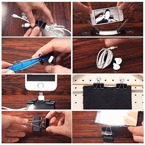 120 PCS LOYMR Binder Clips Paper Binder Assorted 6 Sizes Can Meet Different Needs to Securely Fastens Stacks of Paper (Black) - Thumbnail 5