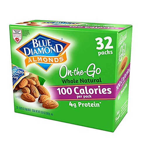 BLUE DIAMOND ALMONDS WHOLE NATURAL RAW ALMONDS 100 CALORIE ON THE GO BAGS, 32 COUNT