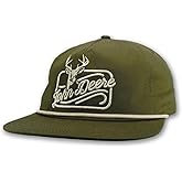 John Deere Snapback Cap, Olive Green, Embroidered Deere Script Logo, 5-Panel Construction