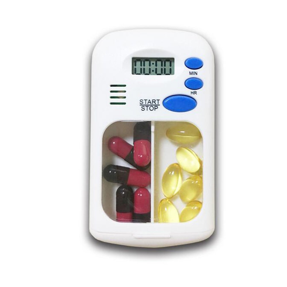 Daily Pill Box Medication Reminder Timer,Portable Travel Pill Organizer Box with Automatic Alarms,Up to 99 Hours Period Alerts for Daily Medication Vitamins Supplements,No Battery Required