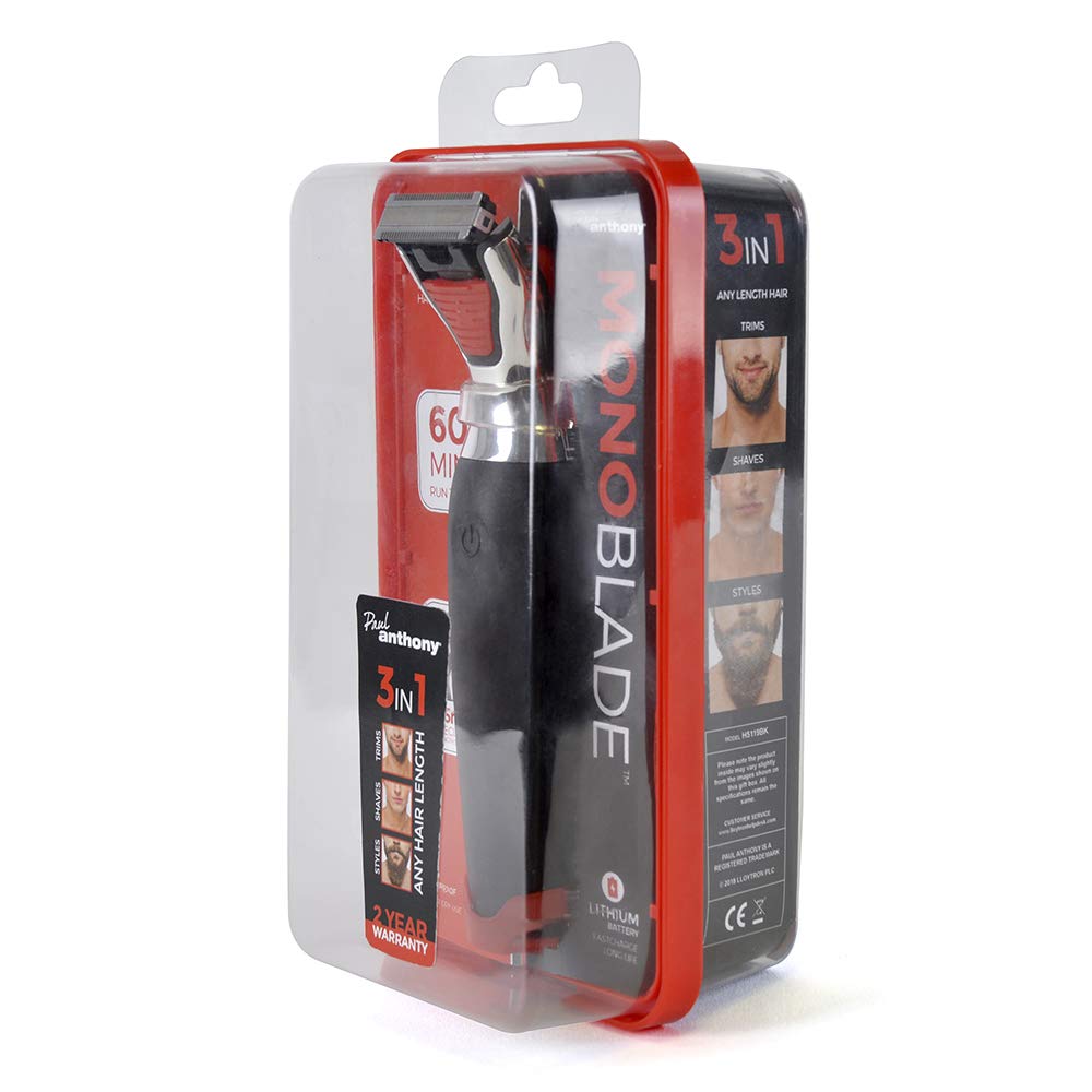 Paul Anthony MonoBlade Lithium Hybrid Trimmer Shaver/Beard Trimmer- H5119BK