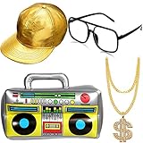 Hip Hop Costume Kit Inflatable Boom Box Gold