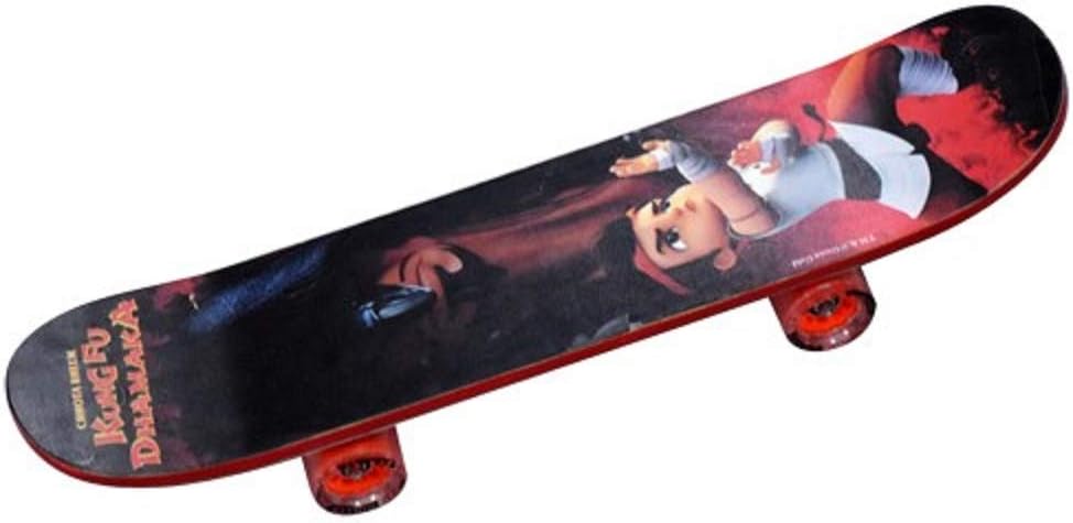 Chhota Bheem Skate Board for Kids - Bheem & Zuhu W/Reflector Wooden Skateboard - with 4 Wheels for Perfect Balance - Best for Outdoor Activity for Children Above 4 Years of Age