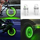 Auto Accessories Bike Supplies Neon Blue Strobe LED Tire Valve Caps,Tuscom (Green)
