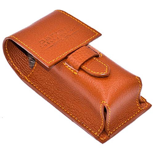 Parker Safety Razor’s Genuine Leather Travel Shave Brush Case (Saddle Brown)