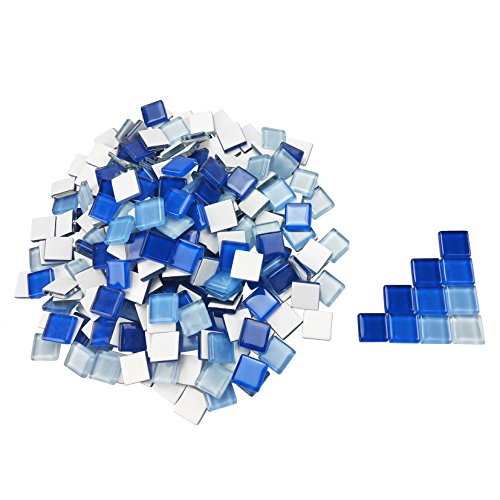 600 Gram Blue Mosaic Tiles Bulk Glass Mosaic Pieces for DIY Arts Crafts Home Decoration, 1.5cmÃ—1.5cm, by CSPRING