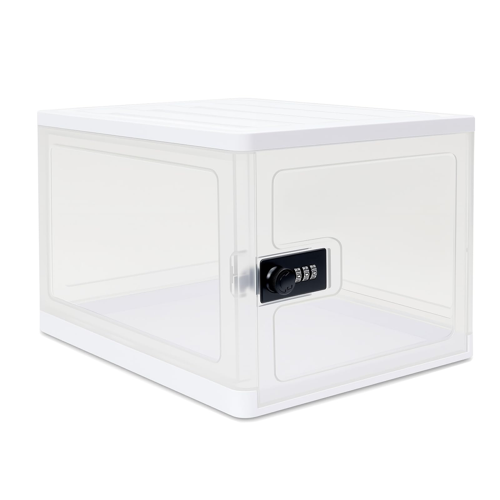Photo 1 of GIIYAA Clear Lockable Storage Box for Food?Tech and Home Safety, Medicine Lock Box for Safe Medication,Lockable Storage Bin?Refrigerator Storage Bins, Tablet Phone Jail Lock Box (Clear)