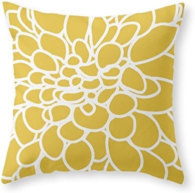 Sea Girl Soft Mustard Yellow Dahlia Flower Throw Pillow Indoor Cover Pillow Case for Your Home