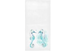 Naanle Cute Love Seahorse Soft Highly Absorbent Guest Large Home Decorative Hand Towels Multipurpose for Bathroom, Hotel, Gym and Spa (16 x 30 Inches,White)