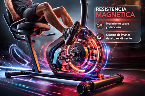 RESTSUKO Bicicleta Estática Reclinada Mayores, Bici Fija Magnética Silenciosa con 8 Niveles, Volante 2.6KG, Pantalla Monitor, Asiento Ergonómico, Soporta hasta 150 KG, Ideal para Gimnasio en Casa y Rehabilitación 123x63x100CM
