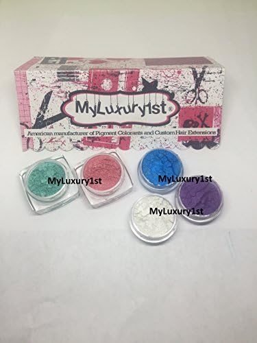 5 Mineral Makeup Resin Pearl Jewelry Pigment Powder Soap Making Dye Colorant Cosmetic Grade Mica Shimmers Set Each Color Is Packed In 3 or 5 Gram Size Jar White Blue Pink Purple Teal