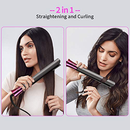 Flat Iron for Hair,MANLI Hair Straightener and Curler 2 in 1, Ceramic Infrared Flat Iron for All Hair Styling, Temp Setting and Auto Shut Off
