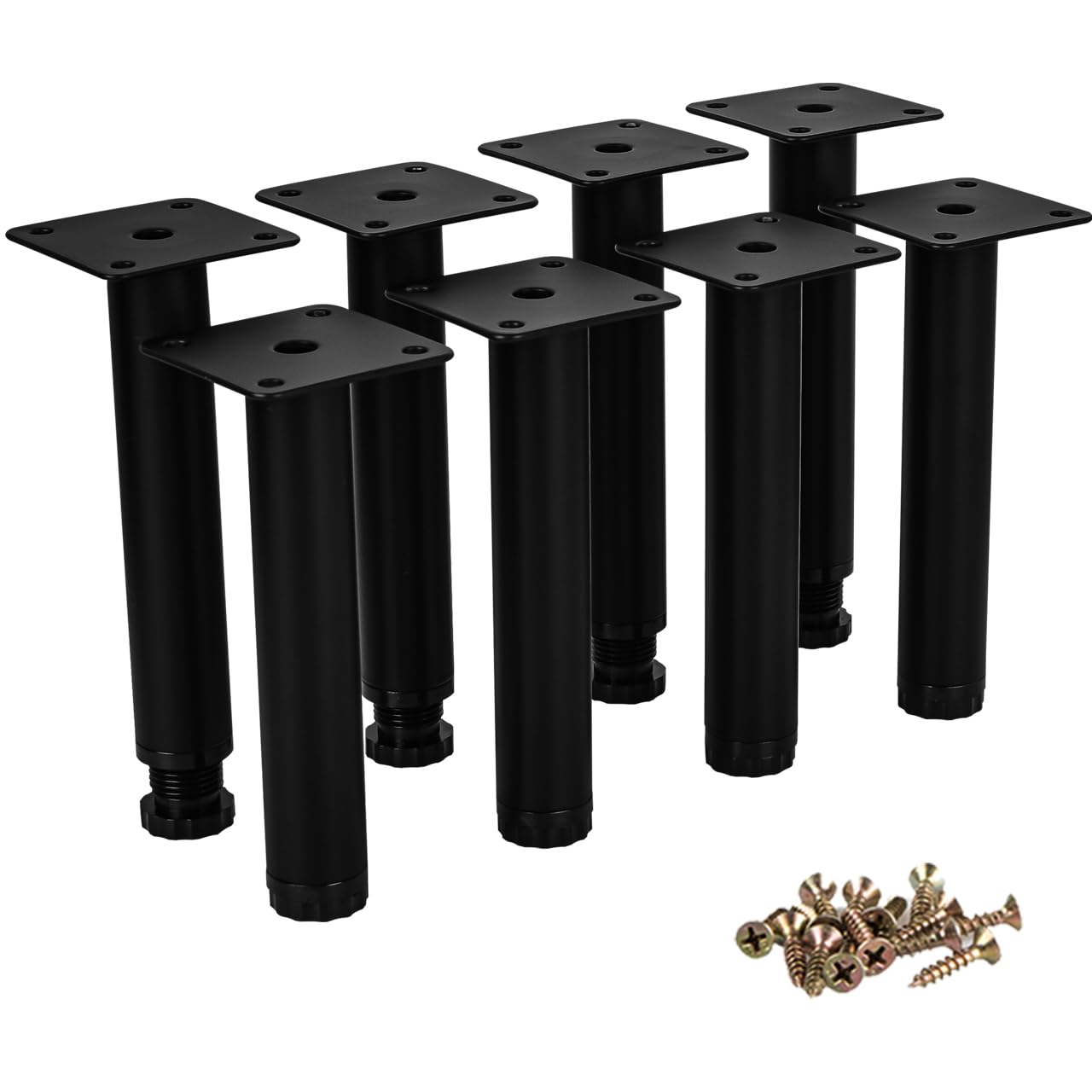 Btowin VCF 7 Inch / 18cm Metal Furniture Legs, 8 Pcs Black Adjustable Furniture Support Feet, DIY Replacement Dresser Legs Feet for Cabinet Table Sofa Couch Chair Desk Kitchen Cupboard