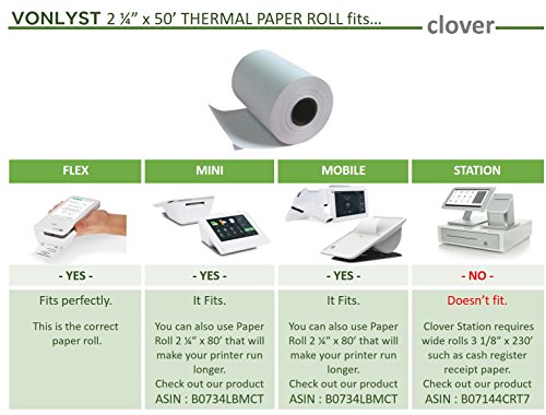 Clover Flex Mini and Mobile 2 1/4 x 50 Thermal Paper Rolls (50 rolls)
